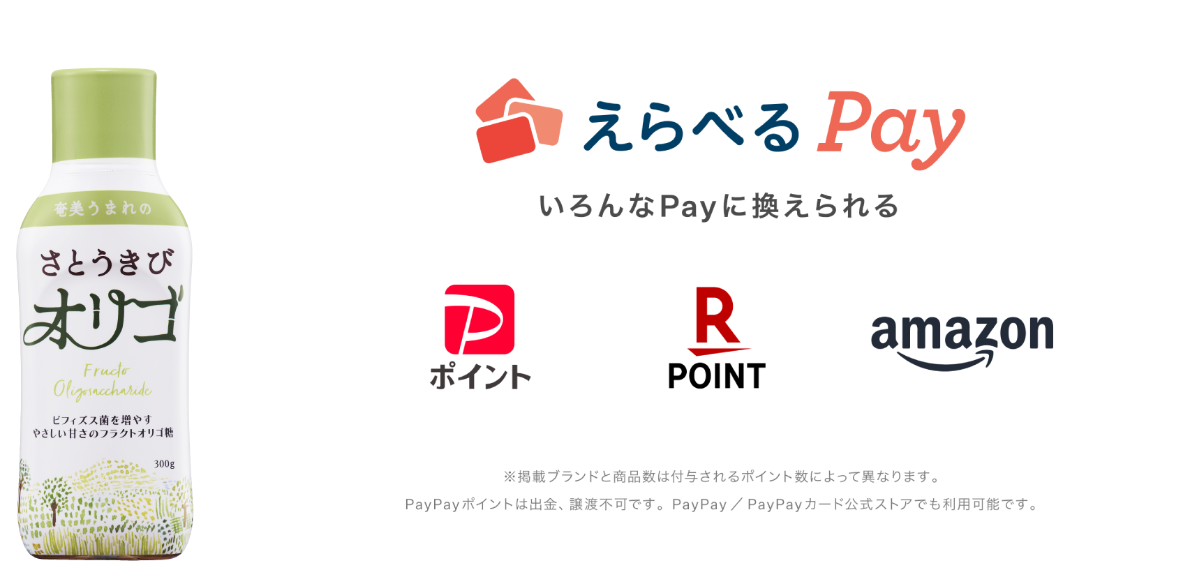 えらべるPay いろんなPayに換えられる PayPayポイント・楽天ポイント・アマゾン 